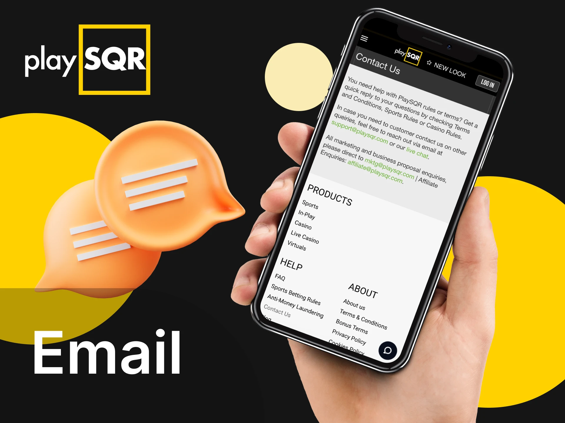 What email address can I write to the PlaySQR online casino support service.